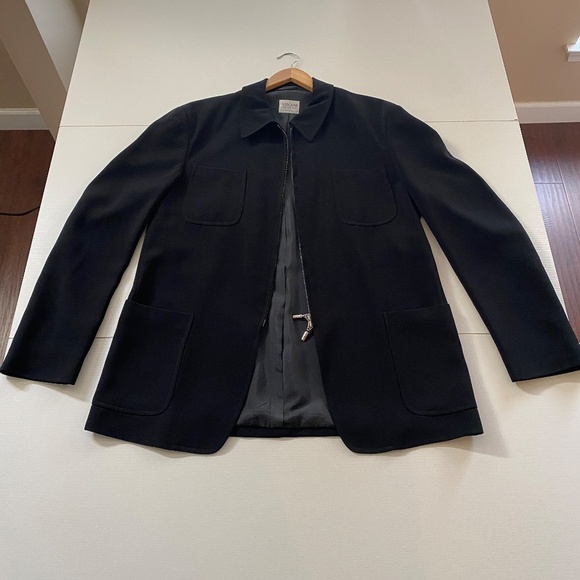 Armani Collezioni Y2K Vintage Jacket 2-Way Zipper Blouson Black Size 42R - Picture 6 of 16